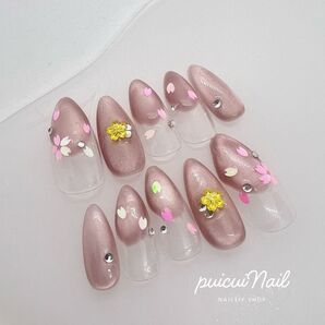 ネイルチップ 現品 オーダー ピンクマグネット 桜