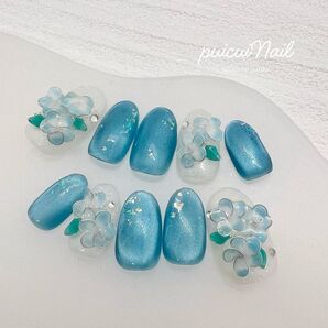 ネイルチップ 現品 オーダー ワイヤーネイル ネモフィラ