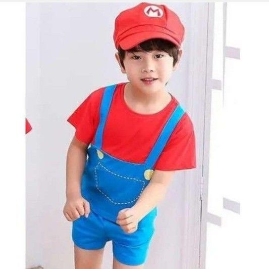 F【2点セット】マリオセットアップ マリオコスプレ USJ 衣装 ハロウィン
