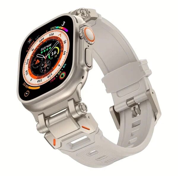 AppleWatch アップルウォッチ バンド ベージュ スターライト チタン 42/44/45/49mm Ultra 2♪