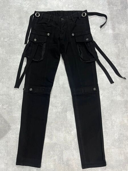 Knot / not ストラップ カーゴパンツ ブラック スキニー Y2K