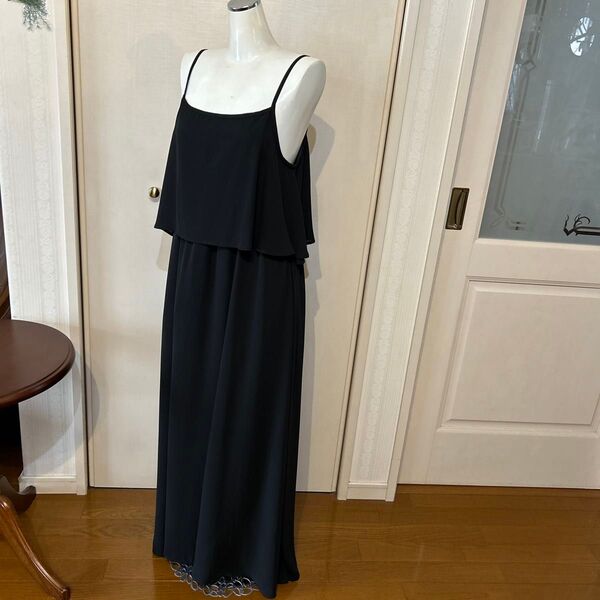 シフォンキャミワンピース フレアシルエット ブラック