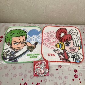 ワンピースRED ハンドタオル 缶バッジ