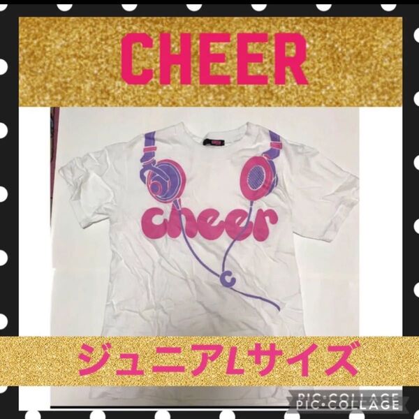 CHEER チアー Tシャツ 半袖 ジュニア キッズ ダンス レディース 白 シャツ 子供 女の子 プリント 綿 ピンク ホワイト