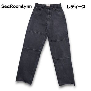 シールームリン SeaRoomLynn ハイウエスト パネルウォッシュデニム ヴィンテージ加工 Mサイズ相当 極美品