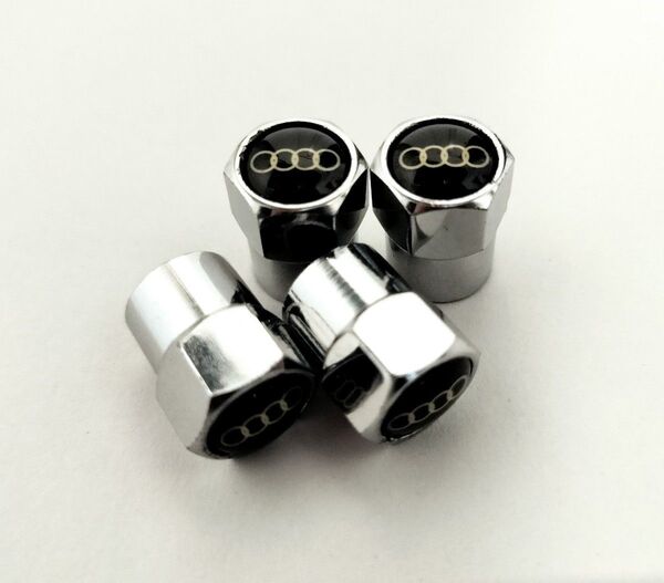 アウディ アルミ エア バルブキャップ ホイール シルバー クローム エアバルブ Audi タイヤバルブ