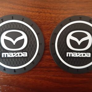2枚セット マツダ 3D ドリンクホルダー マット エンブレム ゴムマット ロゴ カップホルダー