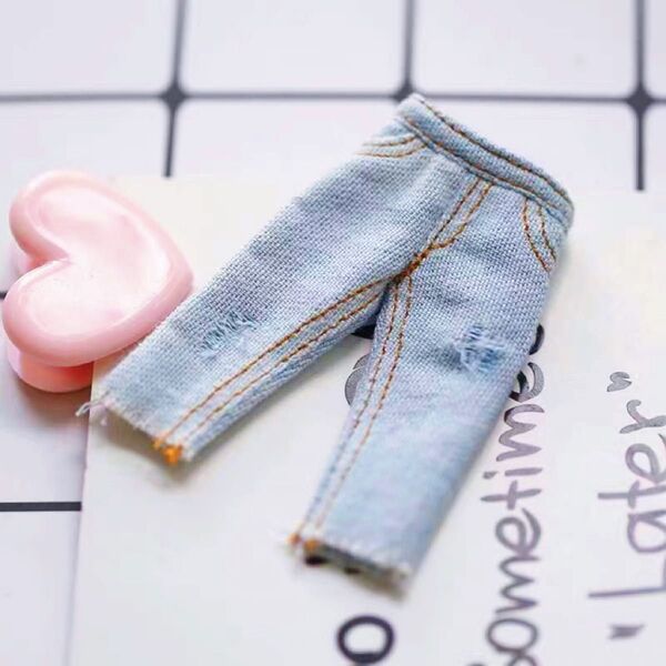 服 ズボン パンツ デニム ジーンズ オビツ11 ピコニーモp ピコドー9 ねんどろいど 水色 1/12ドール 人形 着せ替え