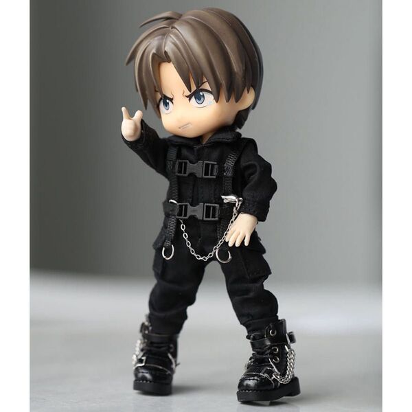 つなぎ 黒 服 ベスト ふく ドール オビツ11 ねんどーる ピコニーモp ピコドー9 人形 着せ替え 1/12