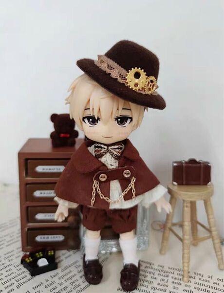 探偵服 服 ふく 帽子 パンツ シャツ ピコニーモP オビツ11 ピコドー9 ねんどろいどどーる ドール 人形 1/12