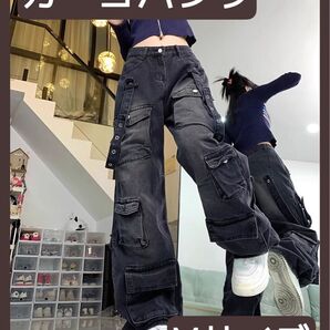 カーゴパンツ Mサイズ ジーンズ サイドベルト 地雷系 地底人オンライン