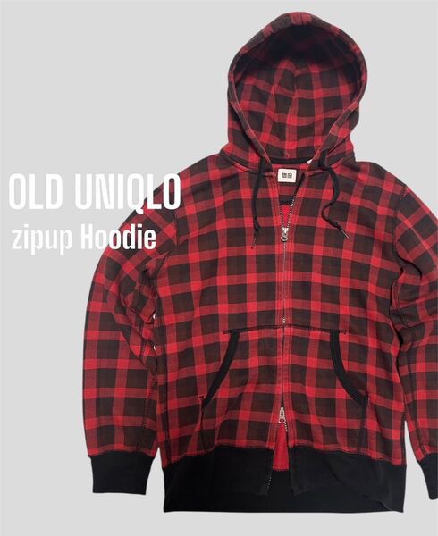 00s old uniqlo zipup Hoodie red check