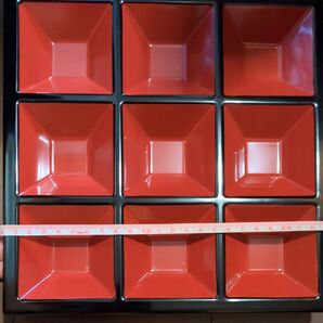 【新品未使用品】20枚セット 業務用 食器 松花堂 和食器 (8.5寸松花堂用 九ツ仕切 朱天黒)