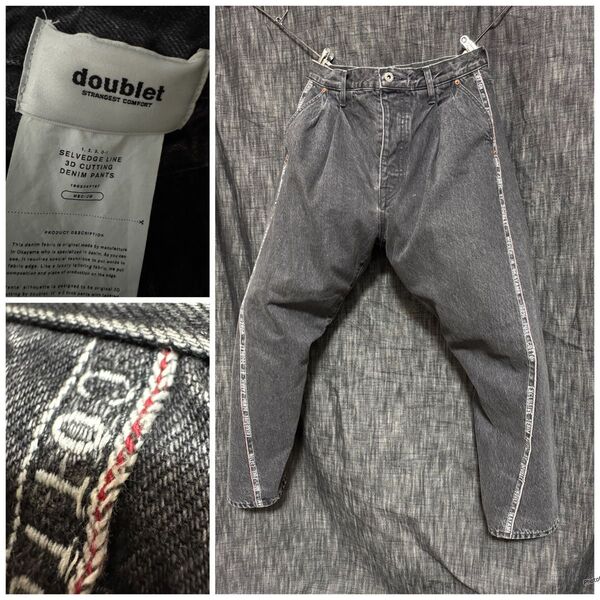 定価42900円 Doublet セルビッチサイドライン 立体裁断デニム M 黒