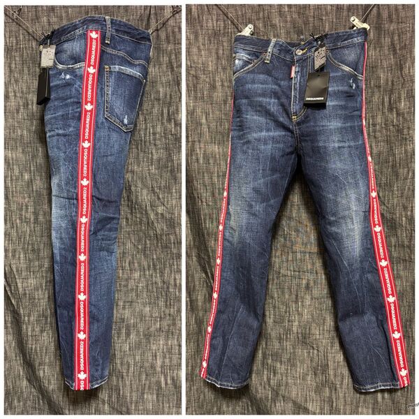 未使用 定価90200円 Dsquared2 サイドラインデニム ロゴ メンズ