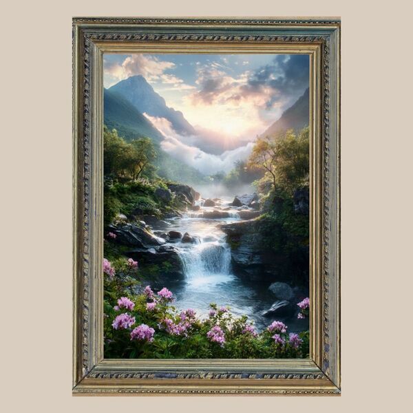 深い癒し☆ 幸運を呼ぶ川 ☆ No.46【開運風水絵画風・ヒーリングアート】