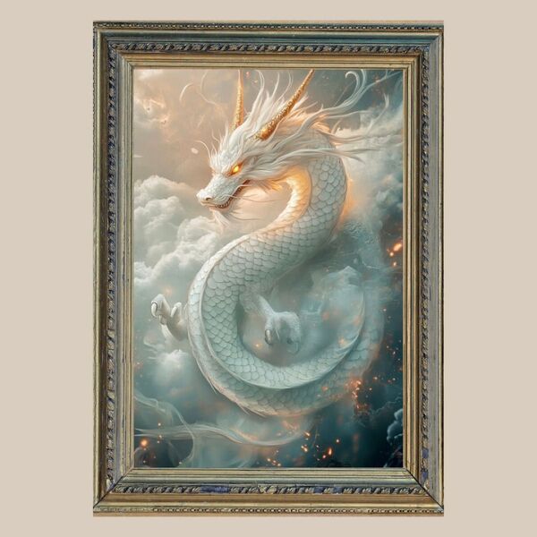 最上級の幸運☆ 白龍 ☆ No.396【開運風水絵画風ヒーリングアート】