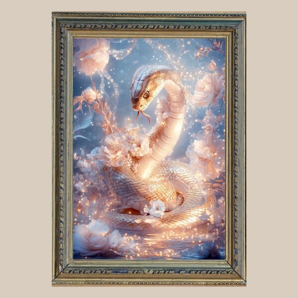無限の金運☆ 白蛇 ☆ No.59 【開運風水絵画風ヒーリングアート】