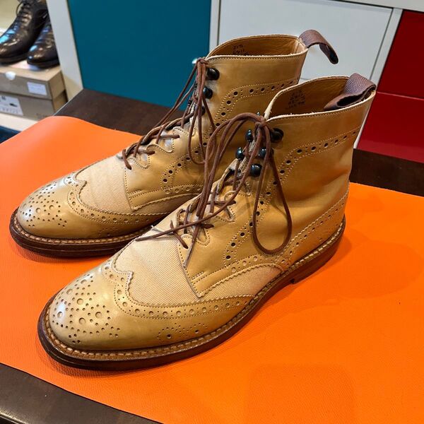 トリッカーズ 6811 カントリーブーツ UK8.5 ベージュ Tricker's モールトン ストウ