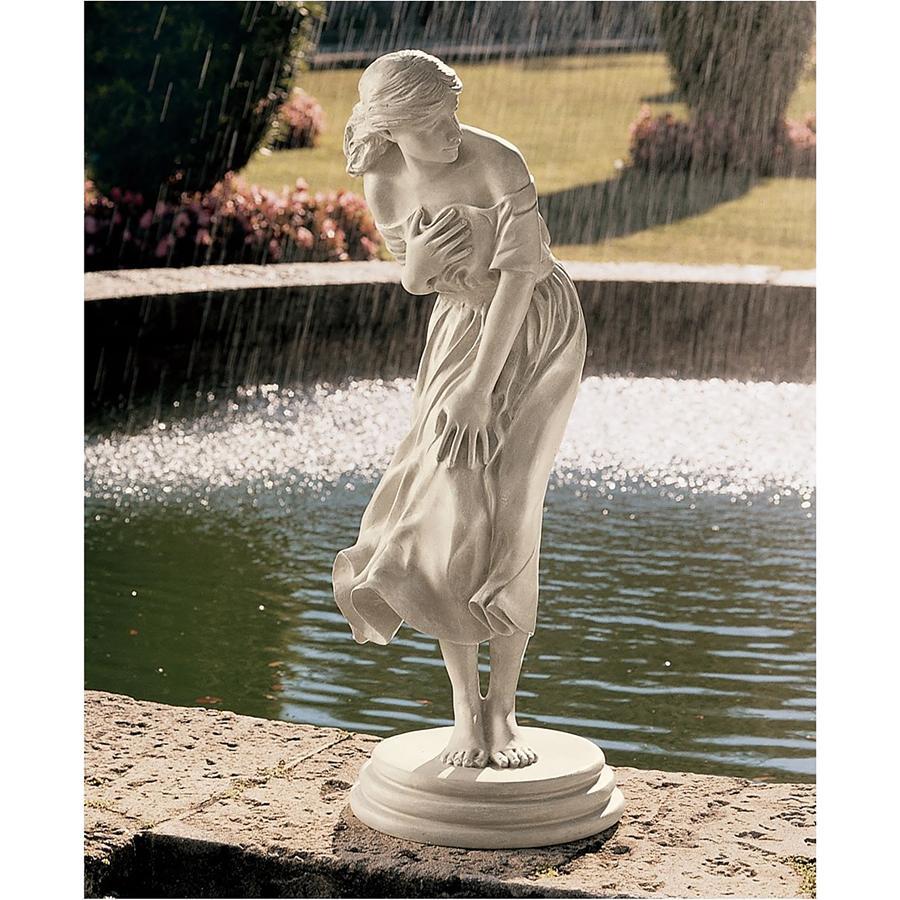 原寸大の手で水をすくう裸婦像 石像風西洋彫刻屋外アウトドア対応