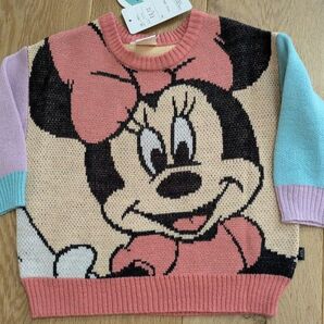 新品 90 ミニー フタフタ ニット 長袖 セーター ディズニー