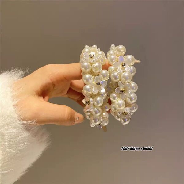 パール花モチーフヘアアクセサリー単品