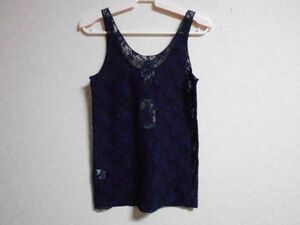 未使用品★ベッド＆ブレックファスト★花柄レースのタンクトップ＊濃紺＊sizeS