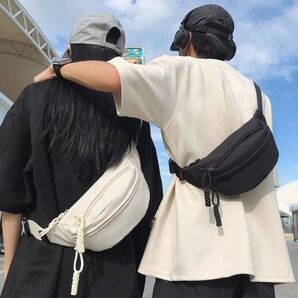 ボディバッグ ウエストポーチ メンズ レディース 2Way 韓国 お洒落 黒