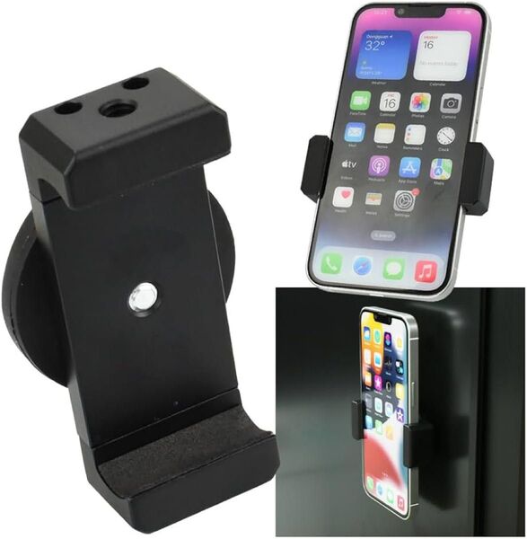 スマホホルダー マグネット式 ブラック バイク キッチン 強力 ズレない