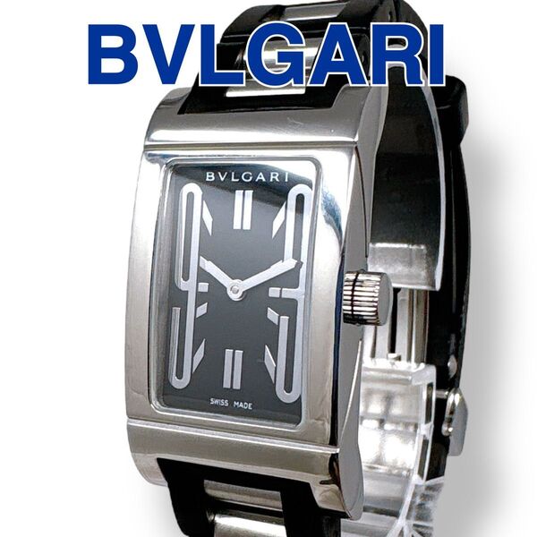 ブルガリ BVLGARI レッタンゴロ RT39S ラバーベルト クォーツ QZ ブラック文字盤 黒 レディース 時計 腕時計