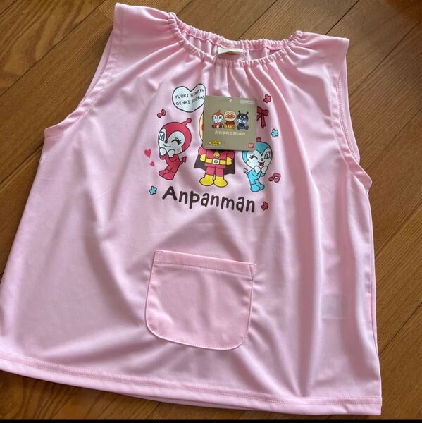 新品 100 ピンク 女の子 袖なし ポケット付 スモック 保育園 幼稚園 女の子 ドキンちゃん コキンちゃん アンパンマン