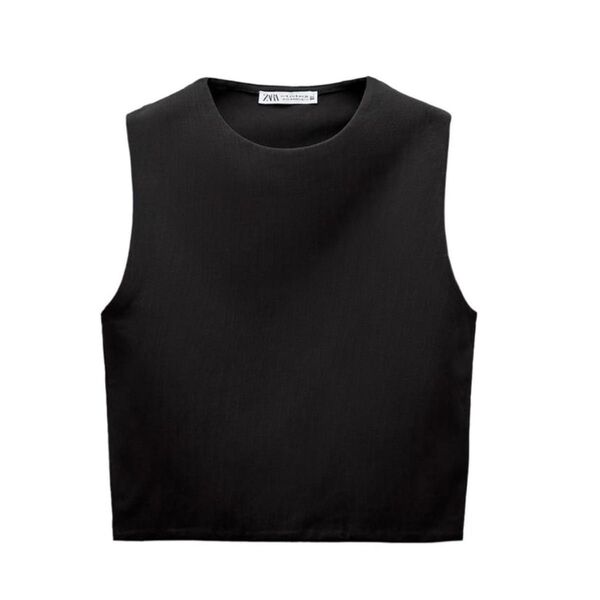 【新品タグ付き】ZARA ノースリーブ クロップドトップス
