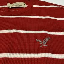 新品 AMERICAN EAGLE OUTFITTERS アメリカンイーグル ボーダー サーマル インナー メンズ ウエア 長袖 赤 レッド 男性用_画像3