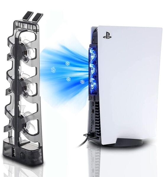 PS5冷却ファン PS5用アクセサリー LED クーリングファン 静音 熱対策