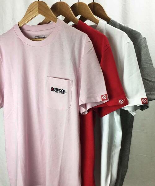 OUTDOOR PRODUCTSポケ付Tシャツ ビッグシルエット対応 ピンク M