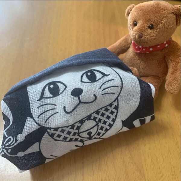 お散歩バック 招き猫 紺