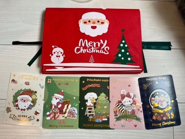ラッピング袋 プレゼント袋 サンタ ツリー ギフト クリスマス柄 Mサイズ5枚