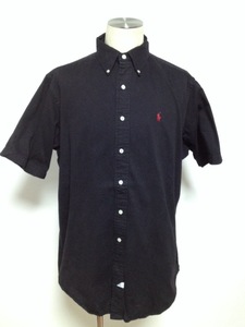  Polo Ralph Lauren Polo Ralph Lauren короткий рукав кнопка down рубашка чёрный длинный рукав 80S 90S Vintage 