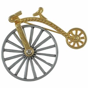 A5349*[JJ]* large wheel . times .pe knee fur Gin g bicycle * Vintage brooch *