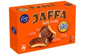 Fazer Jaffa ファッツェル ヤッファ トゥッティ・フルッティ チョコレート 1 箱 x 300g フィンランドのチョコレートです