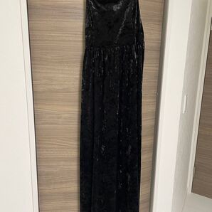 キャミワンピース ベロア おめかし オケージョン 入学式 結婚式 ブラック マキシ丈