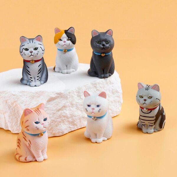 ネコの置物 6匹セット 猫いっぱい ネコグッズ インテリア 小物 ねこ おすわり