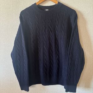 UNIQL ユニクロ スフレヤーン ケーブルクルーネックセーター ケーブルニット