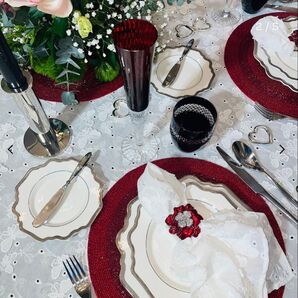 新品 - Time for tea 立体刺繍入りバタフライナプキン(ホワイト)4枚セット x2