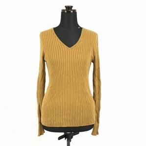 送料込★SIMPLICITE/シンプリシティ★コットン/長袖リブニットセーター【レディースM/茶/ブラウン系】Vネック◆BF973