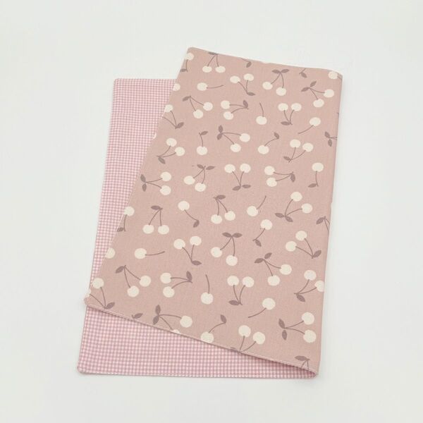 ランチョンマット ハンドメイド さくらんぼ くすみピンク 裏地付き 両面 チェック 女の子 30×40 グレイッシュ KOKKA