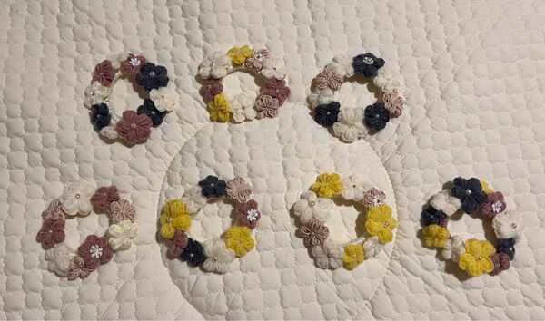 お得な3個セット お花いっぱいのハンドメイドシュシュ