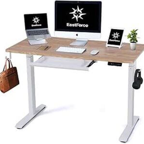 EastForce 昇降デスク 電動 幅120×奥行60 引出付き メモリーロック機能 静音 スタンディングデスク w/ナチュラル