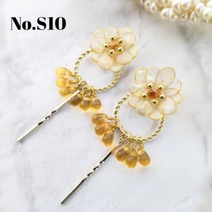 No.S10 トルマリン フラワー ピアス イヤリング