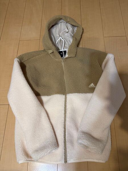 adidas ボアジャケット ベージュ×ホワイト Sサイズ